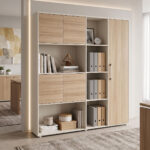 Office bookcase Stark oak beige 160x40x200cm