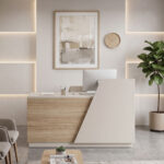 Reception desk Stark in oak-beige shade 160x60x105cm