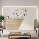 Reception desk Stark in oak-beige shade 180x60x105cm