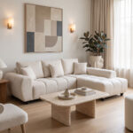 Left corner sofa Londe beige fabric 273x211x92cm