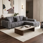Left corner sofa Londe grey fabric 273x211x92cm