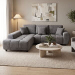 Right corner sofa Londe grey fabric 273x211x92cm