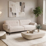 3-seater sofa Anbola ecru fabric 213x87x80cm