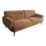 3-seater sofa Anbola tan brown fabric 213x87x80cm - Image 2