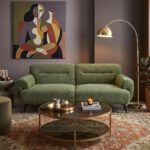 3-seater sofa Anbola green  fabric 213x87x80cm