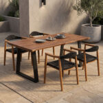 Miles dining table solid acacia wood walnut 140x80x76cm