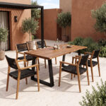 Miles dining table solid acacia wood walnut 160x80x76cm