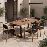 Miles dining table solid acacia wood walnut 200x100x76cm