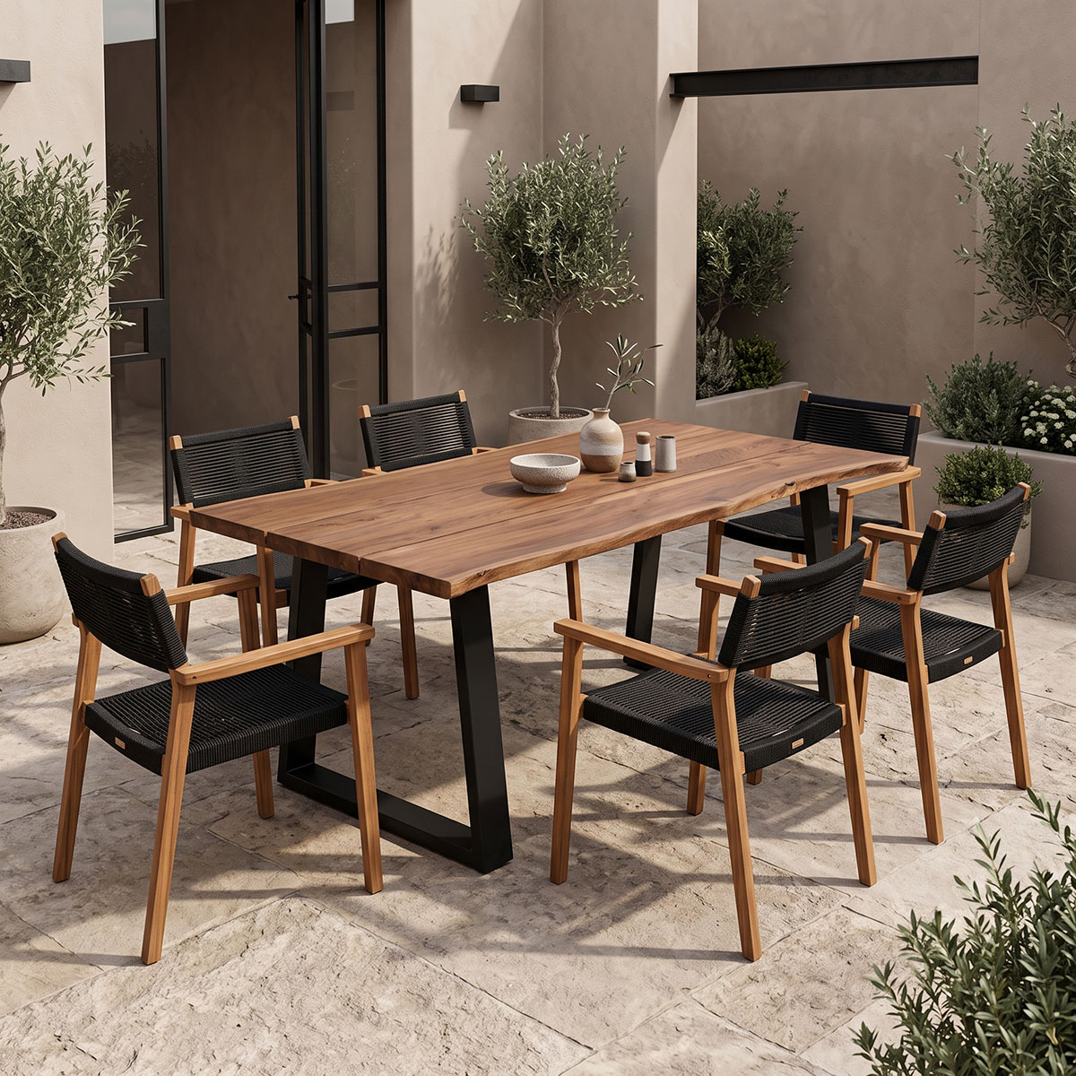 379-000063 Miles dining table solid acacia wood walnut 200x100x76cm - Слика 1