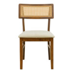 Chair Raffles walnut rubberwood with pe rattan and ecru fabric 47x48x83.5cm - Слика 4