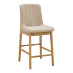 Bar stool Dalby sonoma rubberwood and beige fabric 50x45x102.5cm