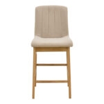 Bar stool Dalby sonoma rubberwood and beige fabric 50x45x102.5cm - Слика 4