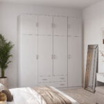 Four door wardrobe with loft Alvia white 200x51x240cm