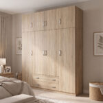 Four door wardrobe with loft Alvia sonoma 200x51x240cm