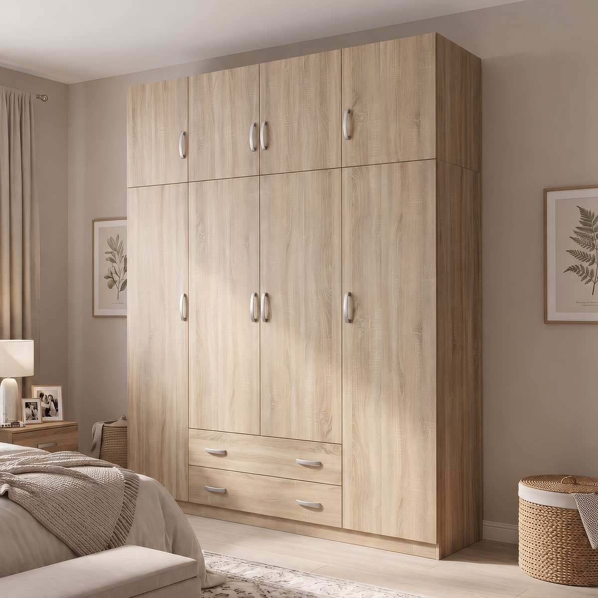 383-000337 Four door wardrobe with loft Alvia sonoma 200x51x240cm - Слика 1
