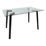 Titta table glass top with black metal leg 120x70x75cm