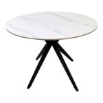 Orbital table white matte marble sintered stone-black metal D100x76cm - Image 2