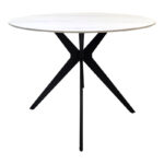 Orbital table white matte marble sintered stone-black metal D100x76cm - Image 3
