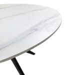 Orbital table white matte marble sintered stone-black metal D100x76cm - Image 4