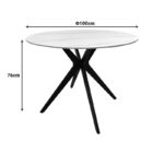 Orbital table white matte marble sintered stone-black metal D100x76cm - Image 5