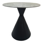 Table Flenada sintered stone in grey marble look with black metal base D80x76cm