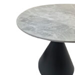 Table Flenada sintered stone in grey marble look with black metal base D80x76cm - Image 3