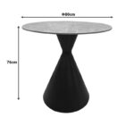 Table Flenada sintered stone in grey marble look with black metal base D80x76cm - Image 4