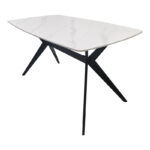 Table Ezali sintered stone white matte marble look with black metal leg 140x80x75cm - Слика 2