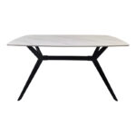 Table Ezali sintered stone white matte marble look with black metal leg 140x80x75cm - Слика 3