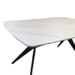 Table Ezali sintered stone white matte marble look with black metal leg 140x80x75cm - Слика 4