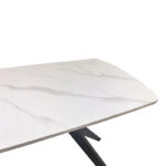Table Ezali sintered stone white matte marble look with black metal leg 140x80x75cm - Слика 5