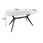 Table Ezali sintered stone white matte marble look with black metal leg 140x80x75cm - Слика 6