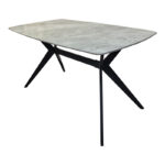 Table Ezali sintered stone grey marble look with black metal leg 140x80x75cm - Image 2
