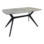 Table Ezali sintered stone grey marble look with black metal leg 140x80x75cm