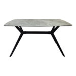 Table Ezali sintered stone grey marble look with black metal leg 140x80x75cm - Image 3