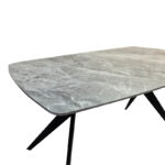 Table Ezali sintered stone grey marble look with black metal leg 140x80x75cm - Image 4