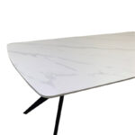 Table Ezali sintered stone white matte marble look with black metal leg 180x90x75cm - Image 4