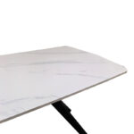 Table Ezali sintered stone white matte marble look with black metal leg 180x90x75cm - Image 5