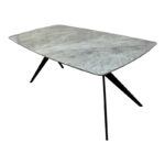 Table Ezali sintered stone grey marble look with black metal leg 180x90x75cm - Image 2