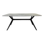 Table Ezali sintered stone grey marble look with black metal leg 180x90x75cm - Image 3