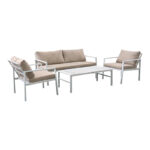 Gardenly living room set 4 pcs aluminum in a white shade with beige cushions - Слика 2
