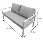 Gardenly living room set 4 pcs aluminum in a white shade with beige cushions - Слика 6