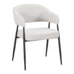 Armchair Filonda ivory fabric with black metal leg 47x58x79cm