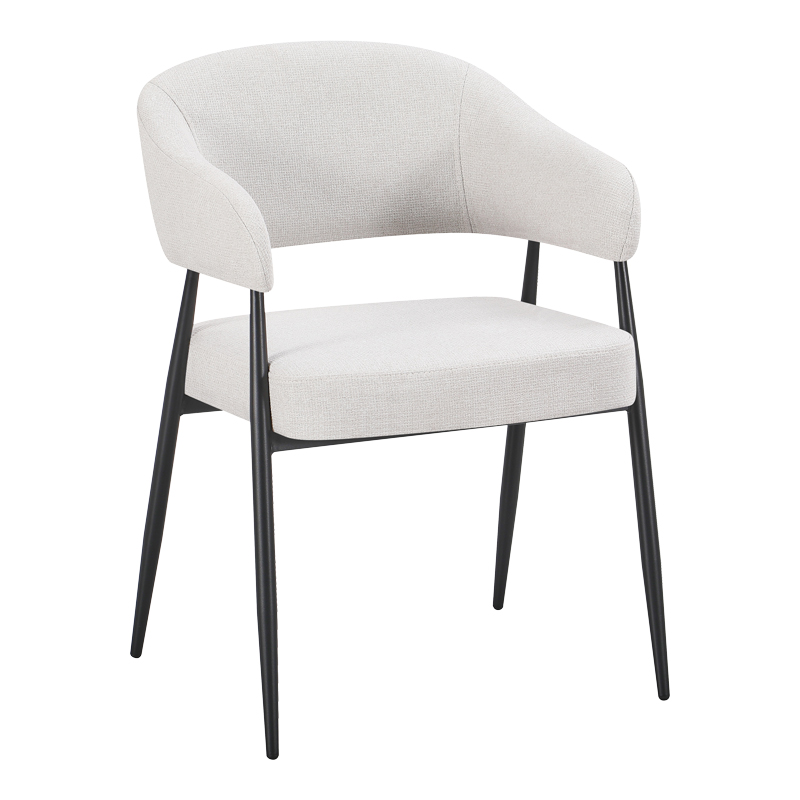 428-000001 Armchair Filonda ivory fabric with black metal leg 47x58x79cm - Слика 1