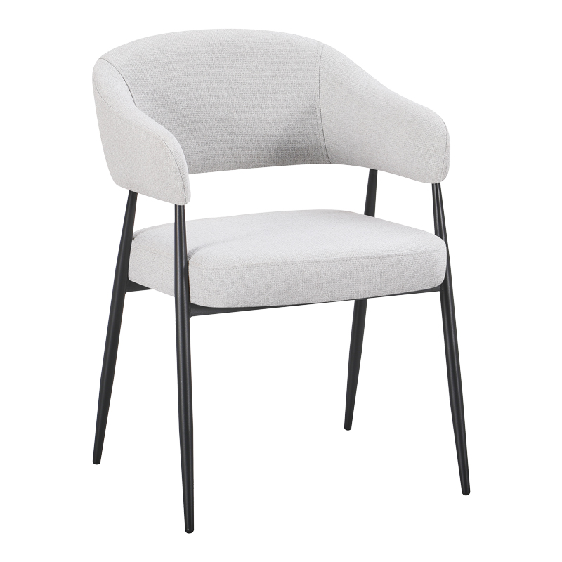 428-000003 Armchair Filonda grey fabric with black metal leg 47x58x79cm - Слика 1