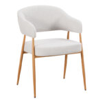 Armchair Filonda ivory fabric with metal natural color leg 47x58x79cm