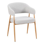 Armchair Filonda grey fabric with metal natural color leg 47x58x79cm