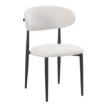 Chair Folegio ivory fabric with black metal leg 49x55x80cm