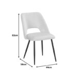 Chair Nelda black velvet fabric with metal black color leg 44x58x82cm - Image 3