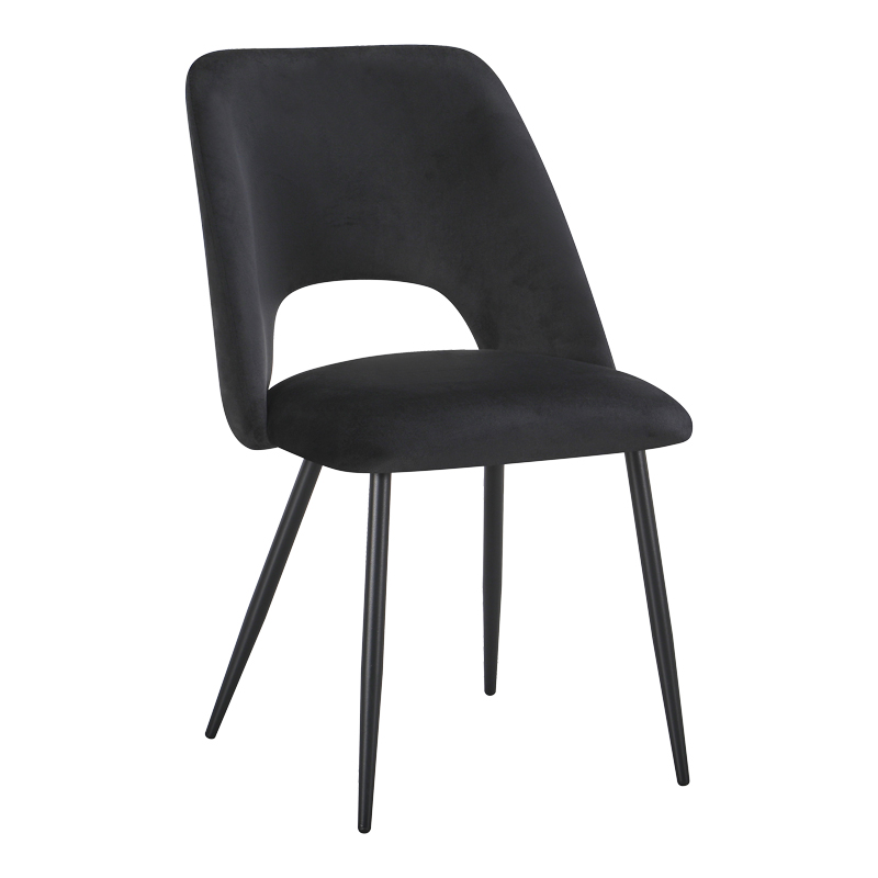 428-000014 Chair Nelda black velvet fabric with metal black color leg 44x58x82cm - Image 1